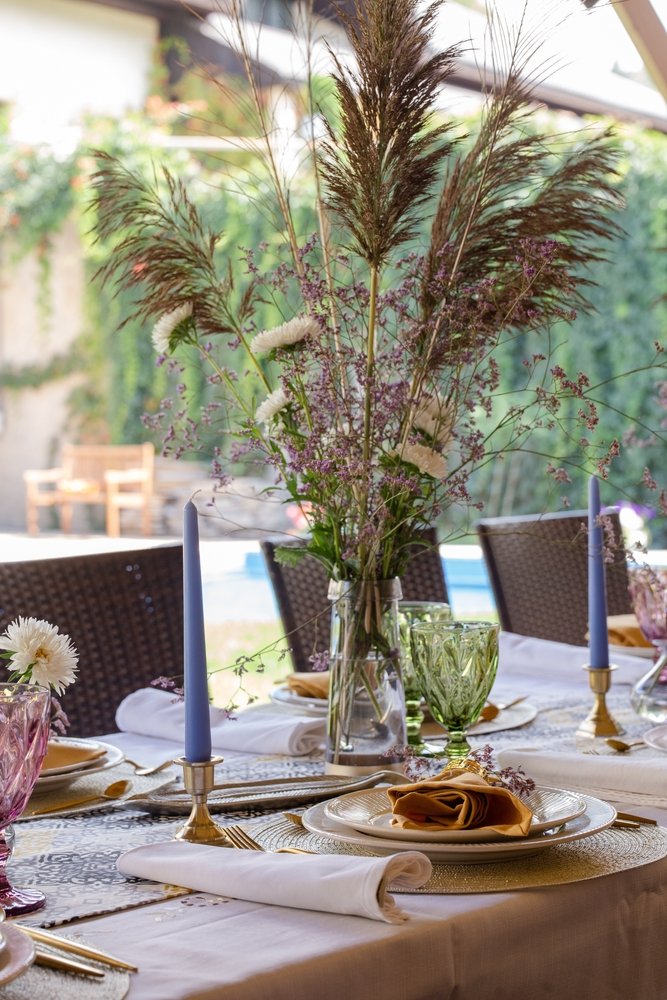 Festive,Table,Setting,With,Napkins.,Top,View.